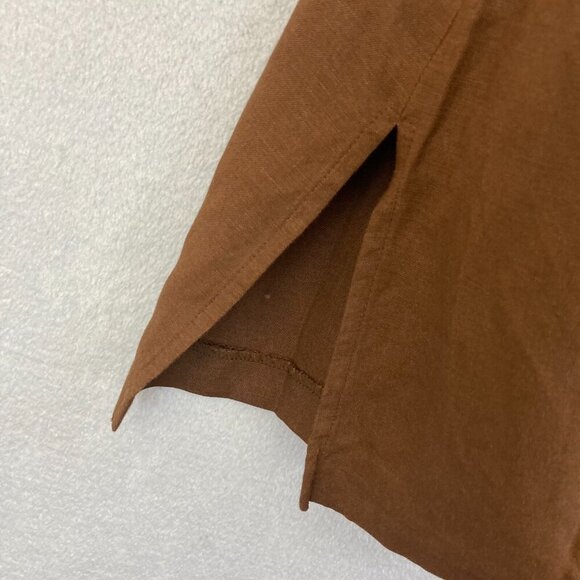 Coldwater Creek Linen Blend Button Up Blouse Top Size 22 Brown Beaded Sleeveless - Picture 7 of 12